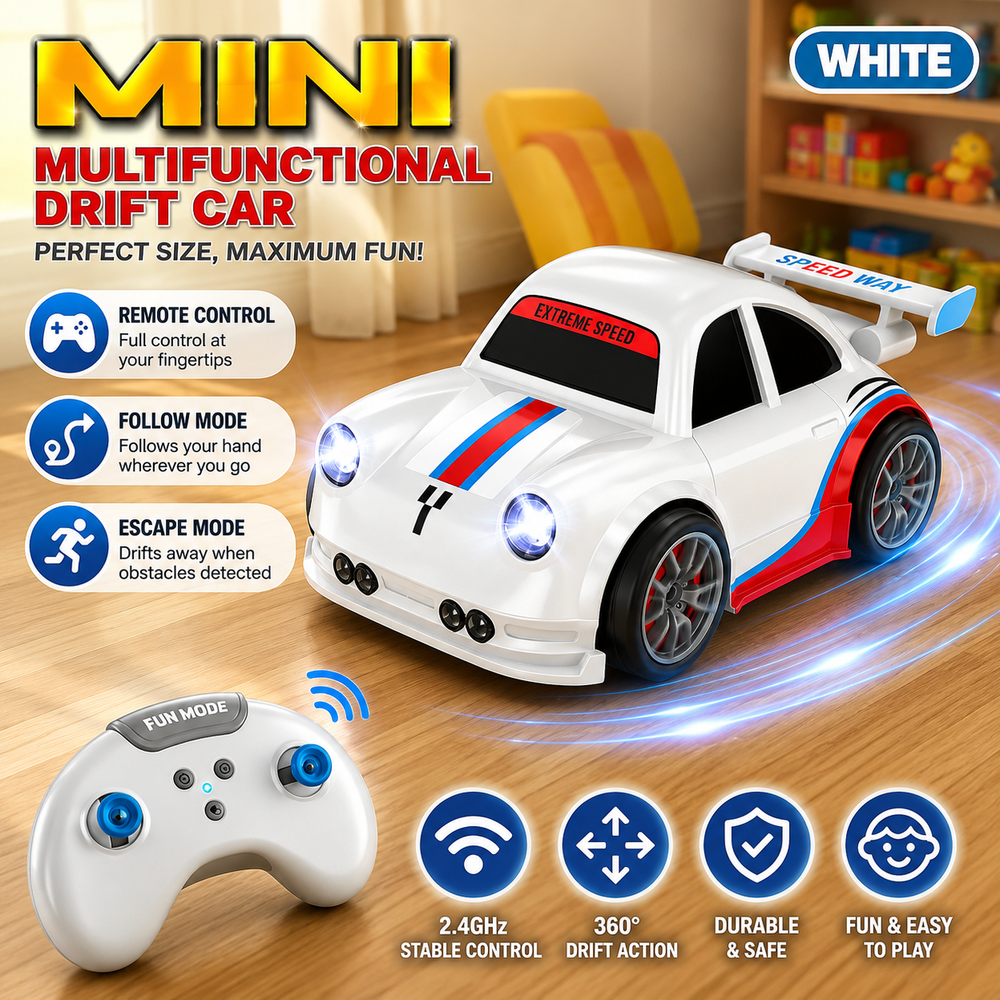 Smart Drift RC Car — Follow & Escape Mode, LED Lights | Ages 3+