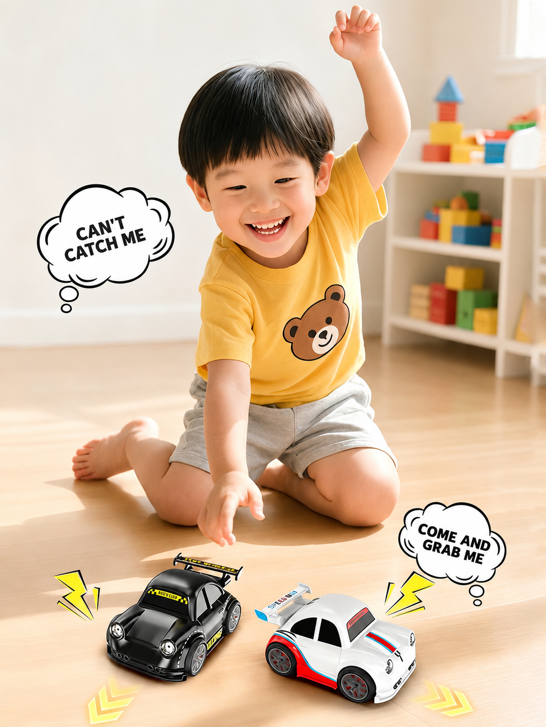 Child chasing the drift car