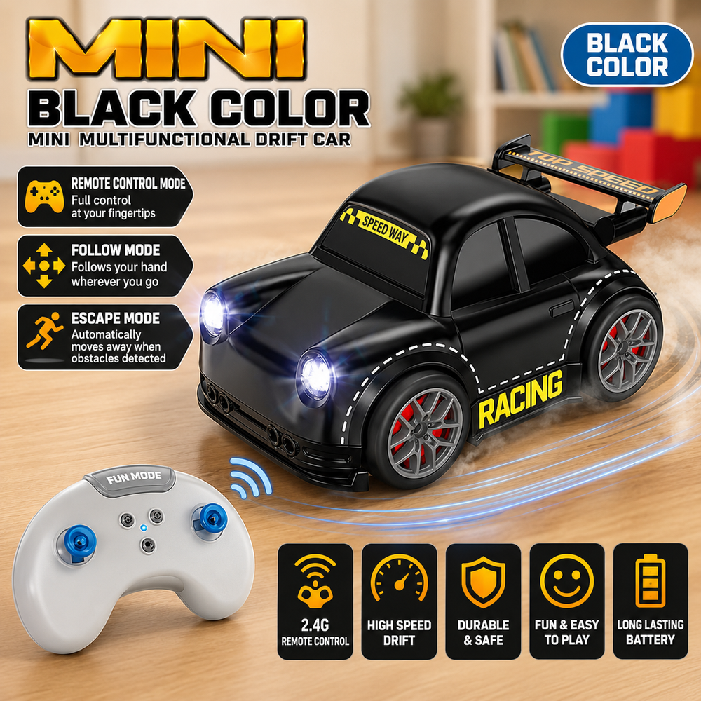Smart Drift RC Car — Follow & Escape Mode, LED Lights | Ages 3+