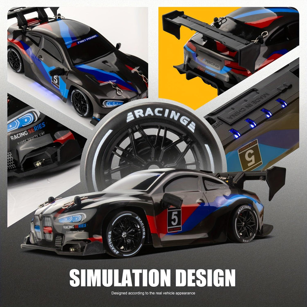 4WD Super Drift RC Car with LED Lights, 2.4GHz Remote Control, Rechargeable Battery, Racing & Drifting Tyres