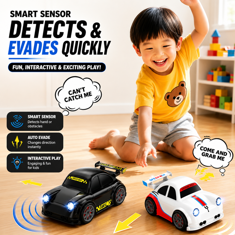 Smart Drift RC Car — Follow & Escape Mode, LED Lights | Ages 3+