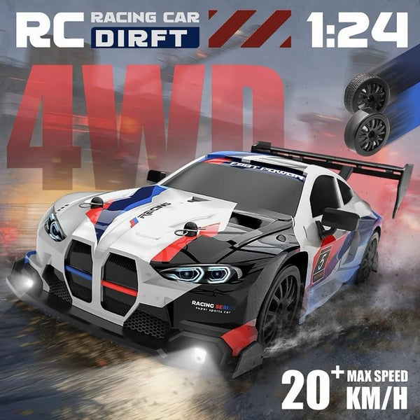 4WD Super Drift RC Car with LED Lights, 2.4GHz Remote Control, Rechargeable Battery, Racing & Drifting Tyres